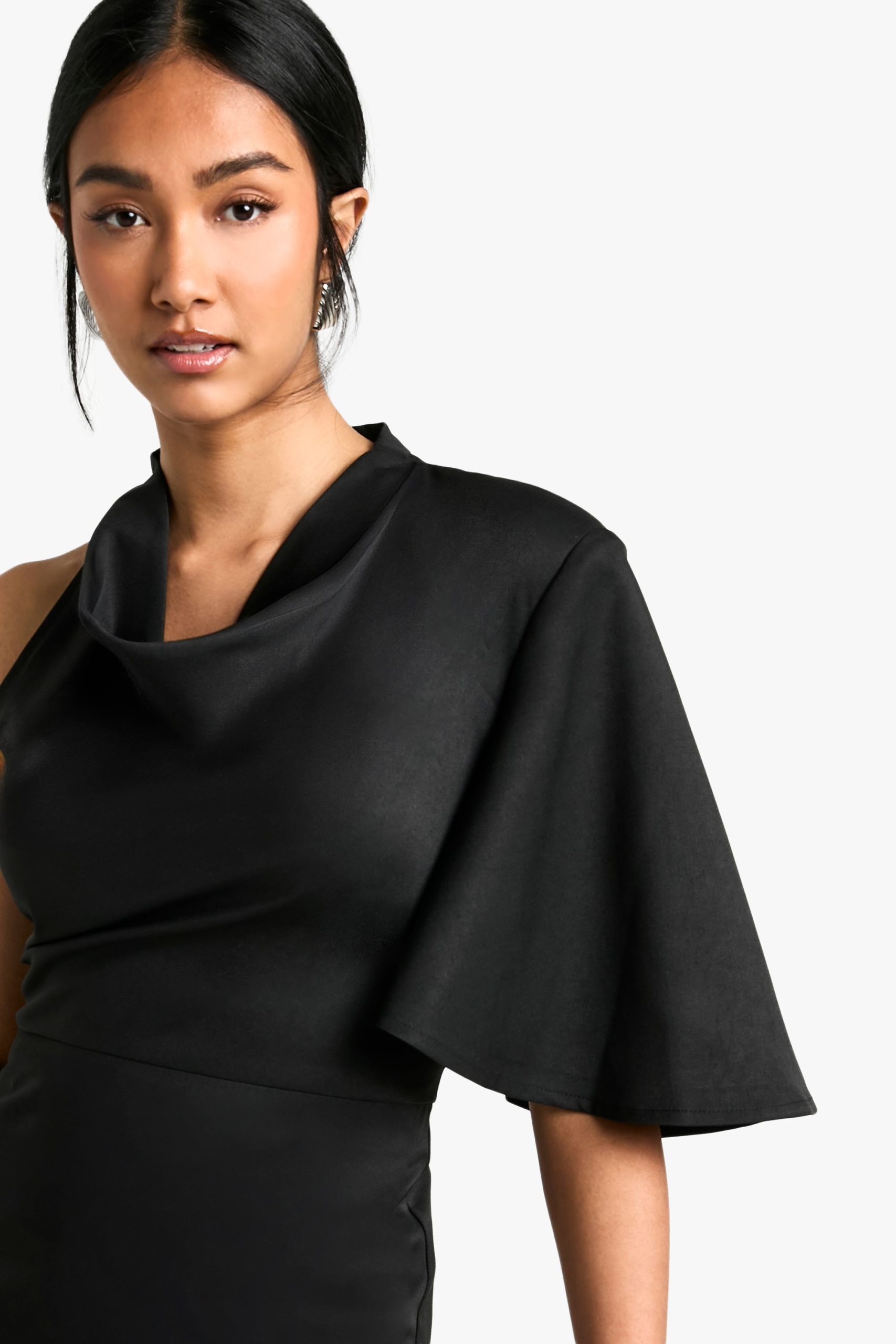 High Cowl Asymmetric Mini Dress - Image 4