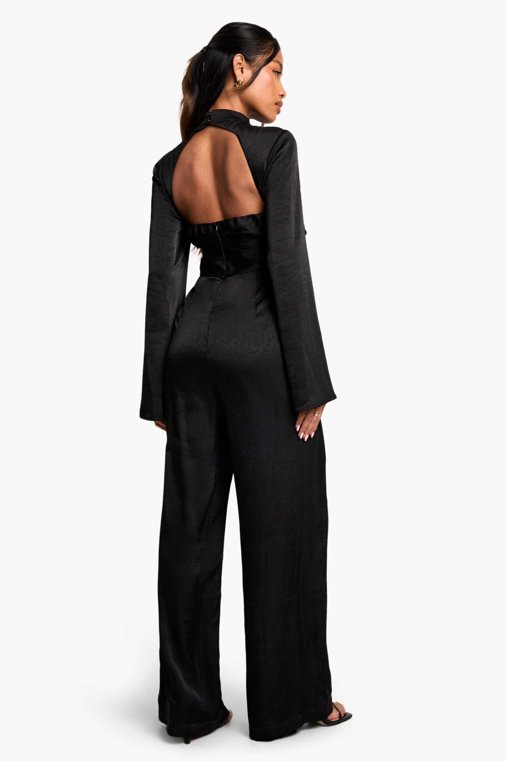 Textured Satin High Neck Jumpsuit - Image 2