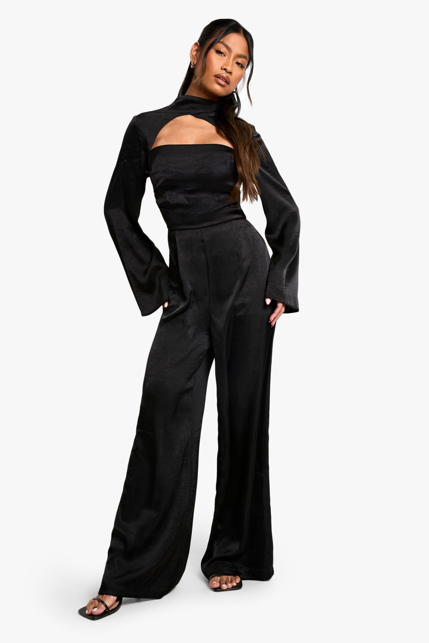 Textured Satin High Neck Jumpsuit - Image 3