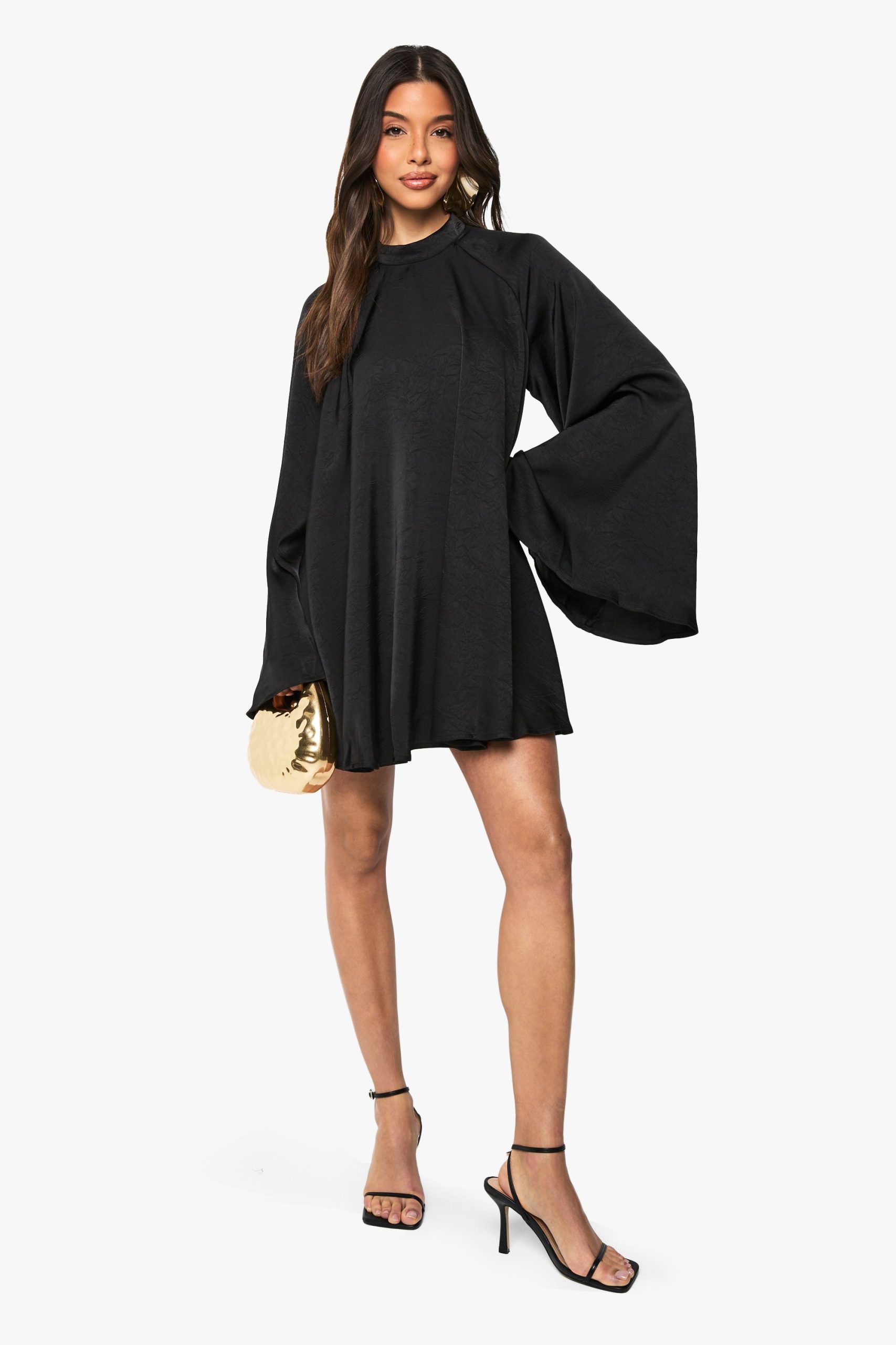Textured Satin Open Back Swing Playsuit - Image 3