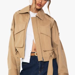 Short Belted Utility Trench Coat