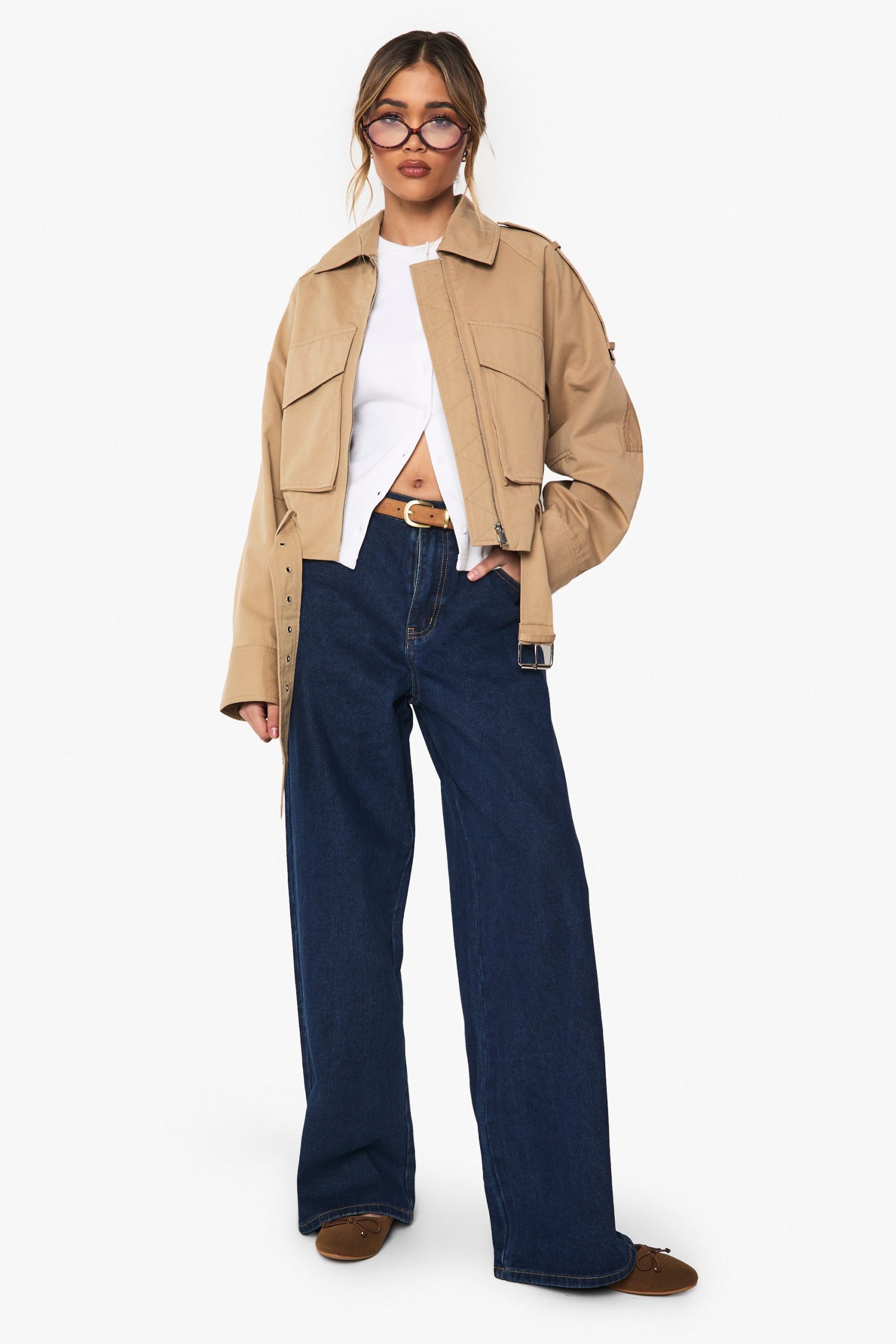 Short Belted Utility Trench Coat - Image 3