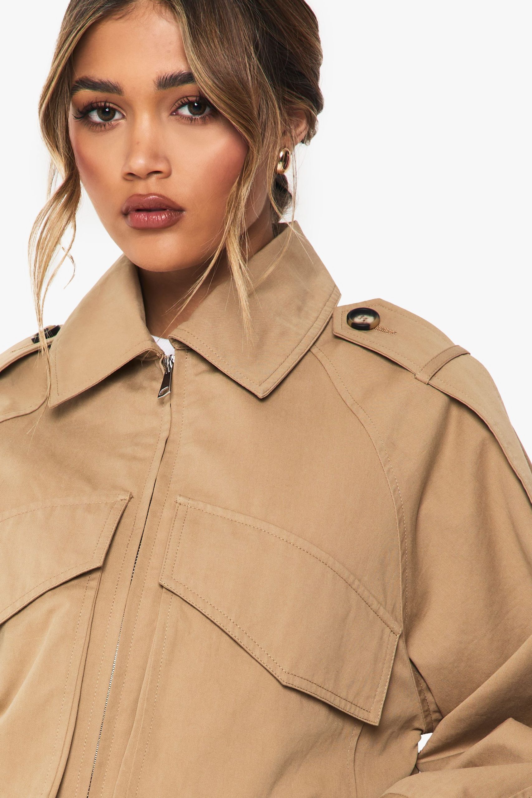 Short Belted Utility Trench Coat - Image 4