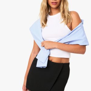 Crepe Wrap Front Mini Skirt