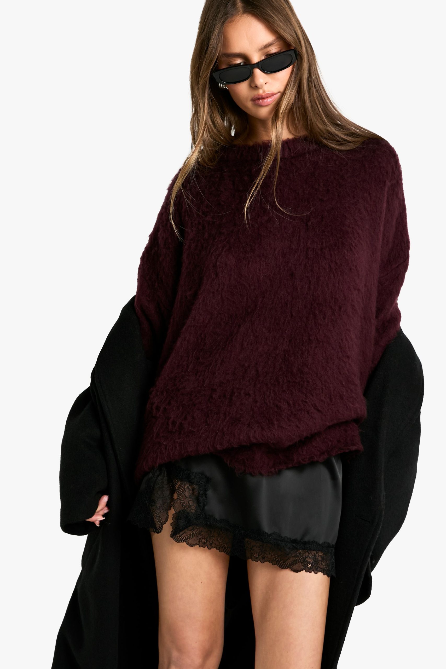 Satin Lace Trim Mini Skirt