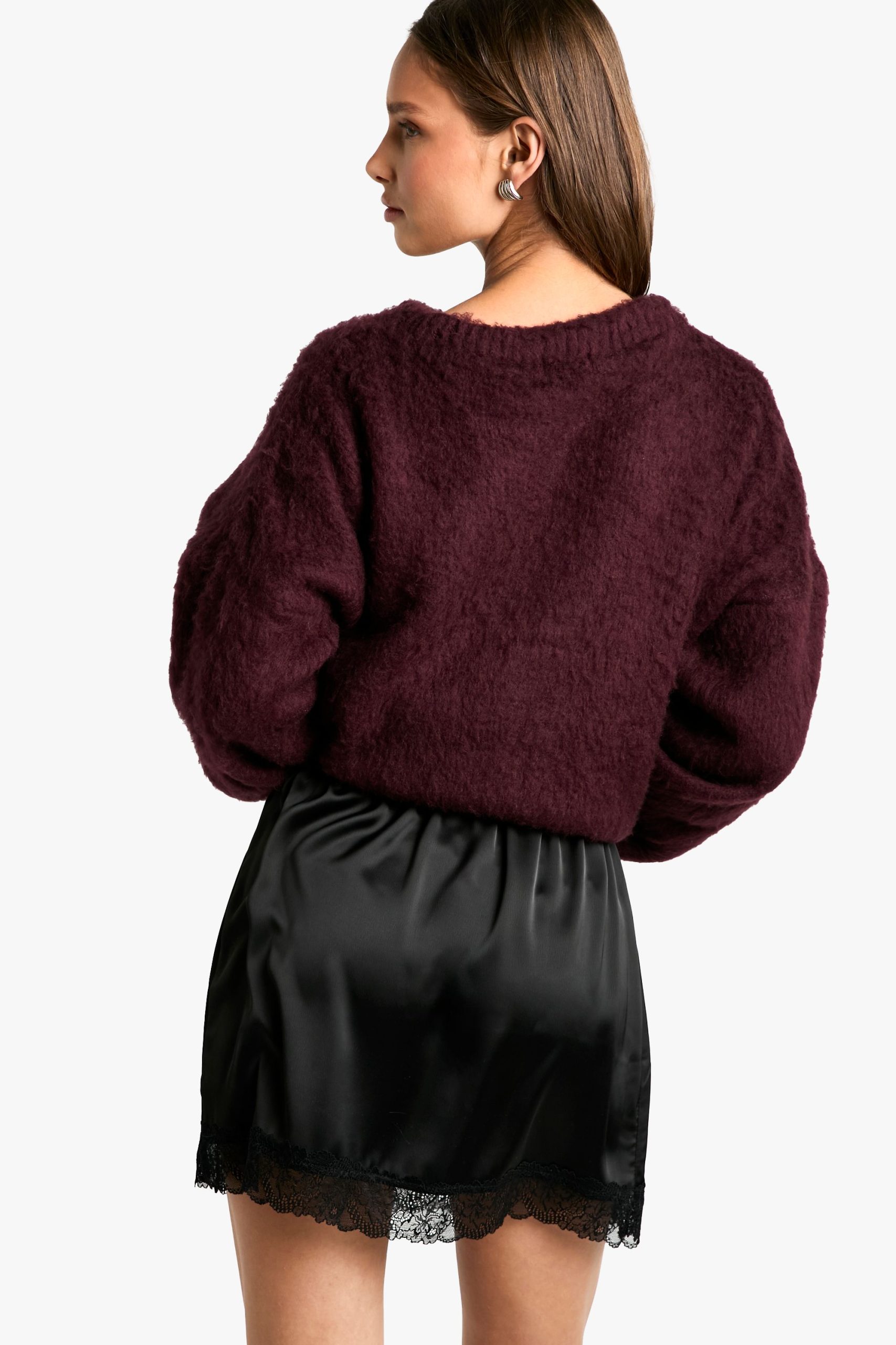 Satin Lace Trim Mini Skirt - Image 2