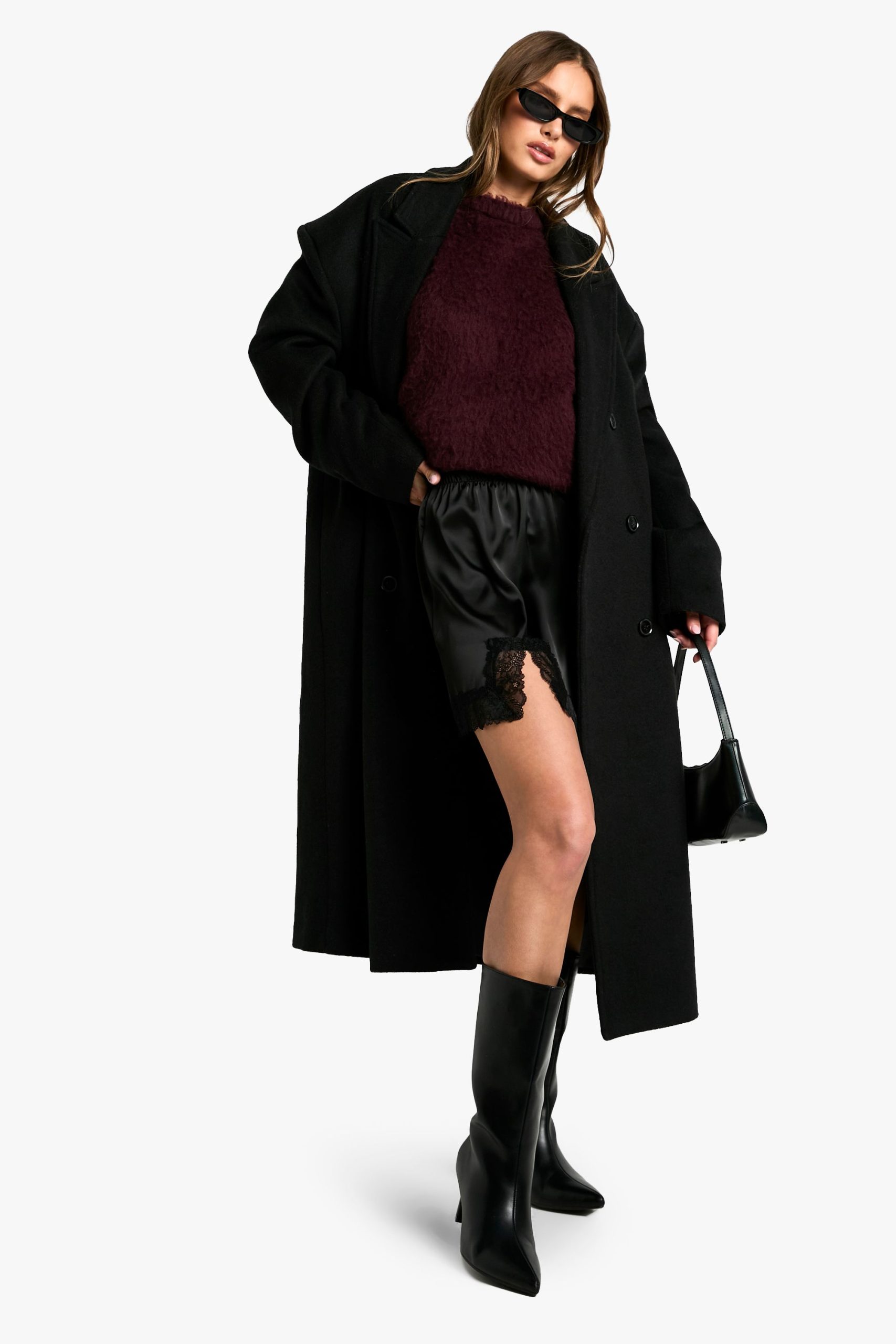 Satin Lace Trim Mini Skirt - Image 3
