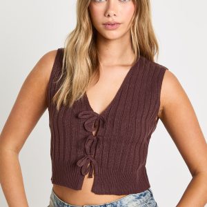 Knitted Tie Detail Waistcoat