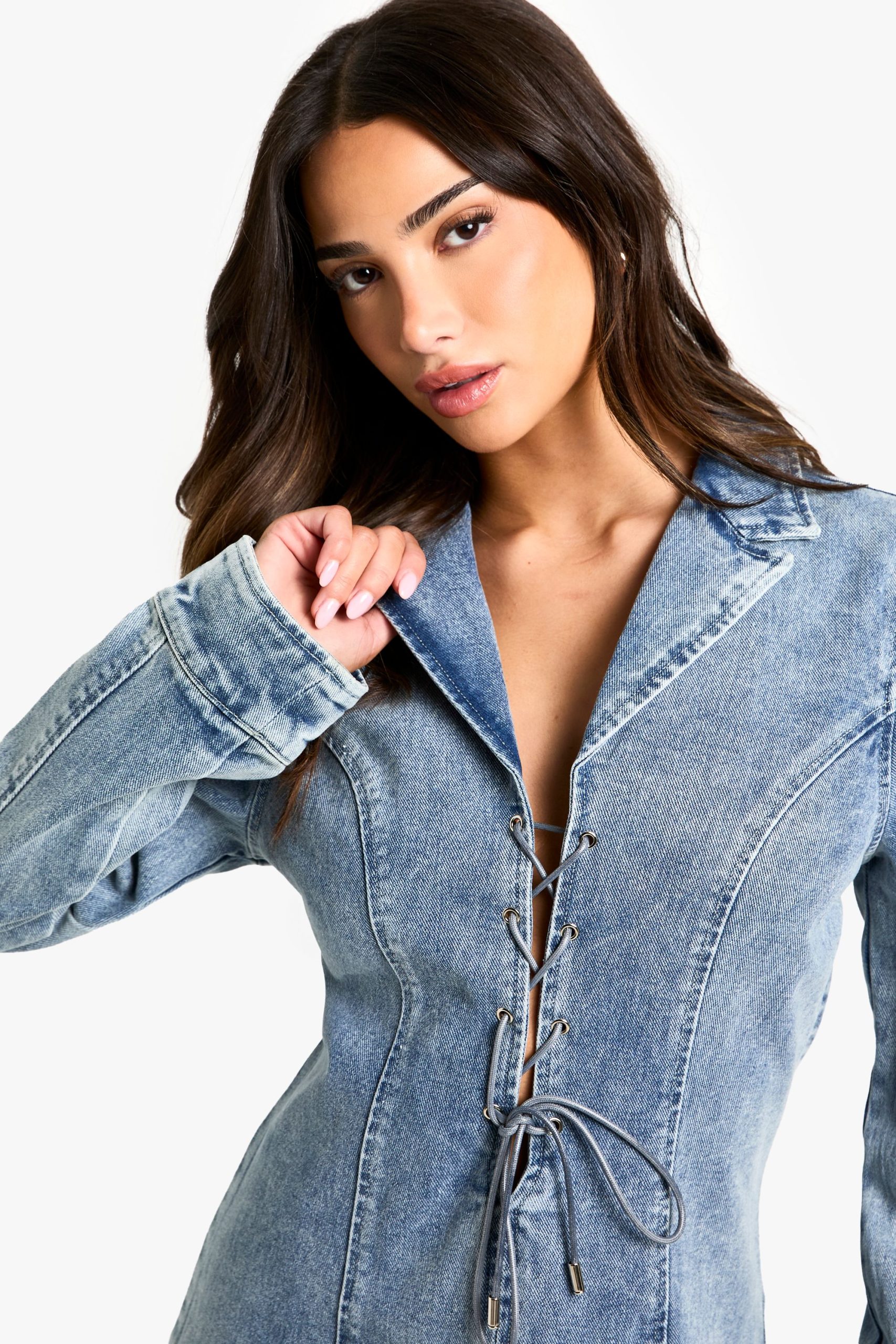 Petite Lace Up Mini Shift Dress - Image 4