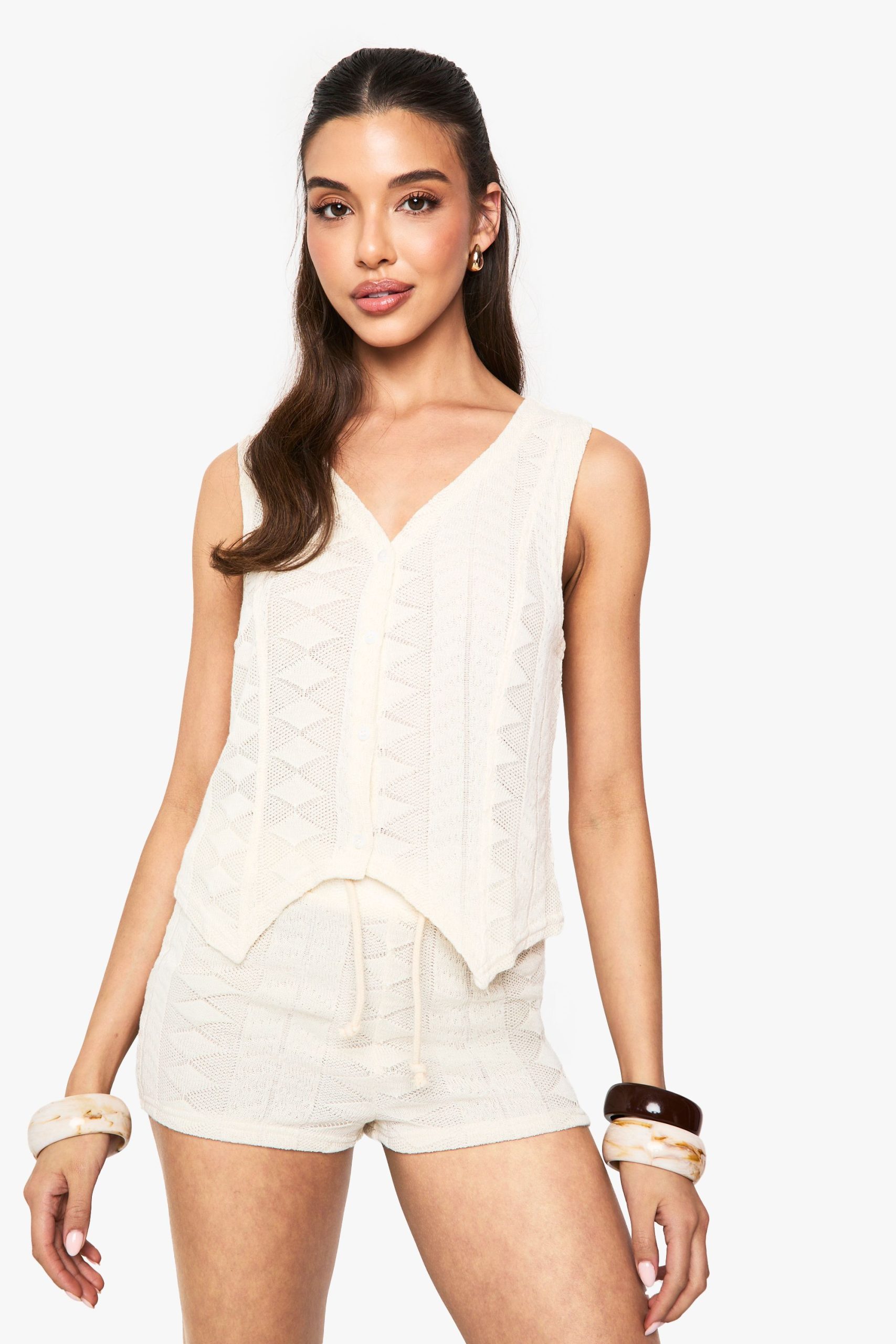 Mix and Match Crochet Textured Patterned Short - Image 3