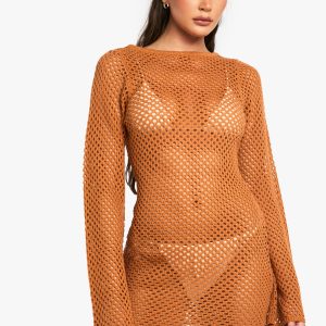 Crochet Flare Sleeve Mini Dress