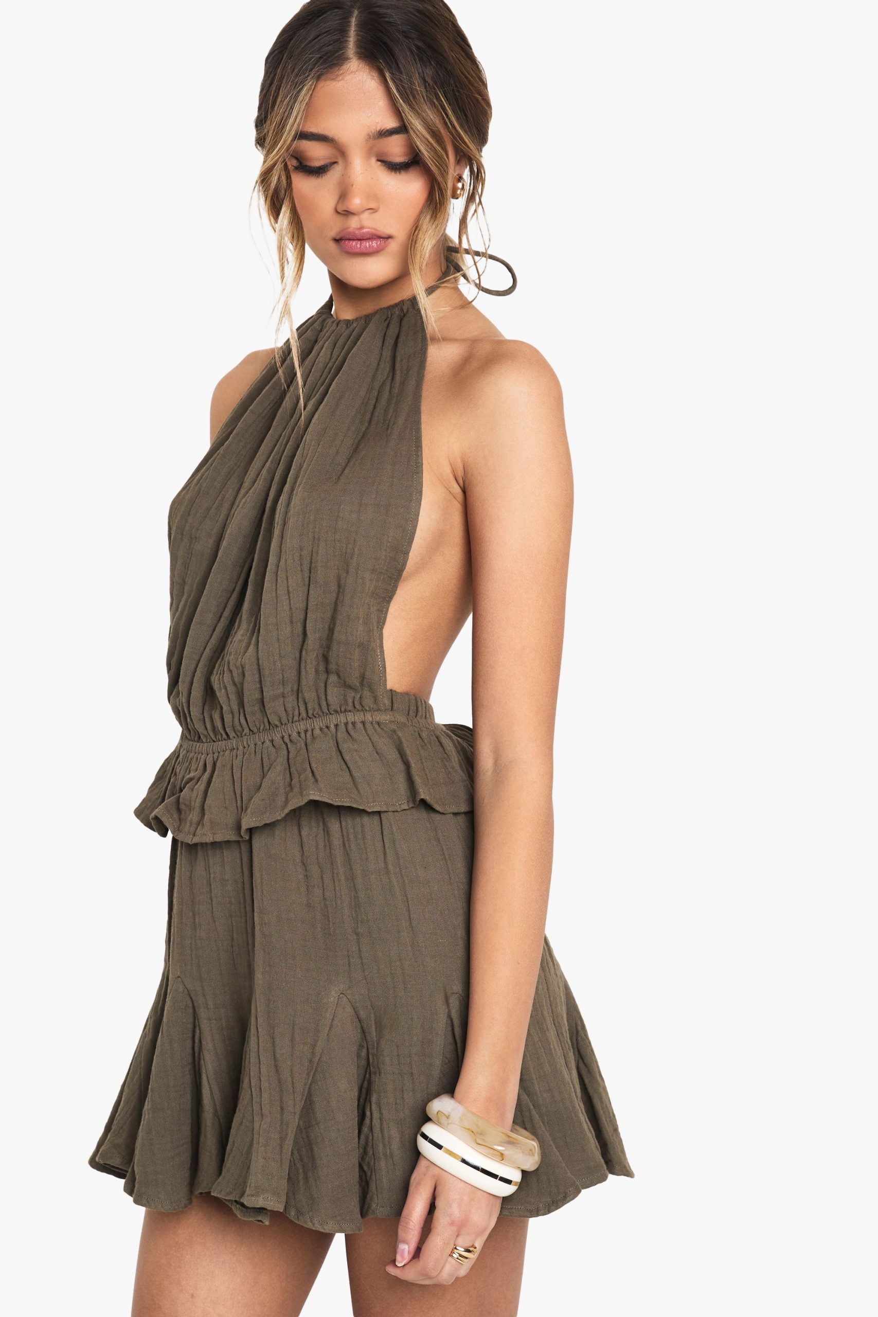 Cheesecloth Godet Hem Mini Skirt