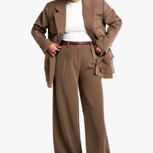 Woven Tailored Wide Leg Trousers