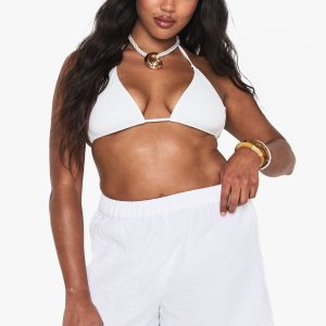 Plus Cheesecloth Elasticated Waist Shorts