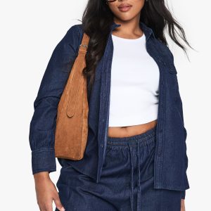 Plus Denim Western Shirt