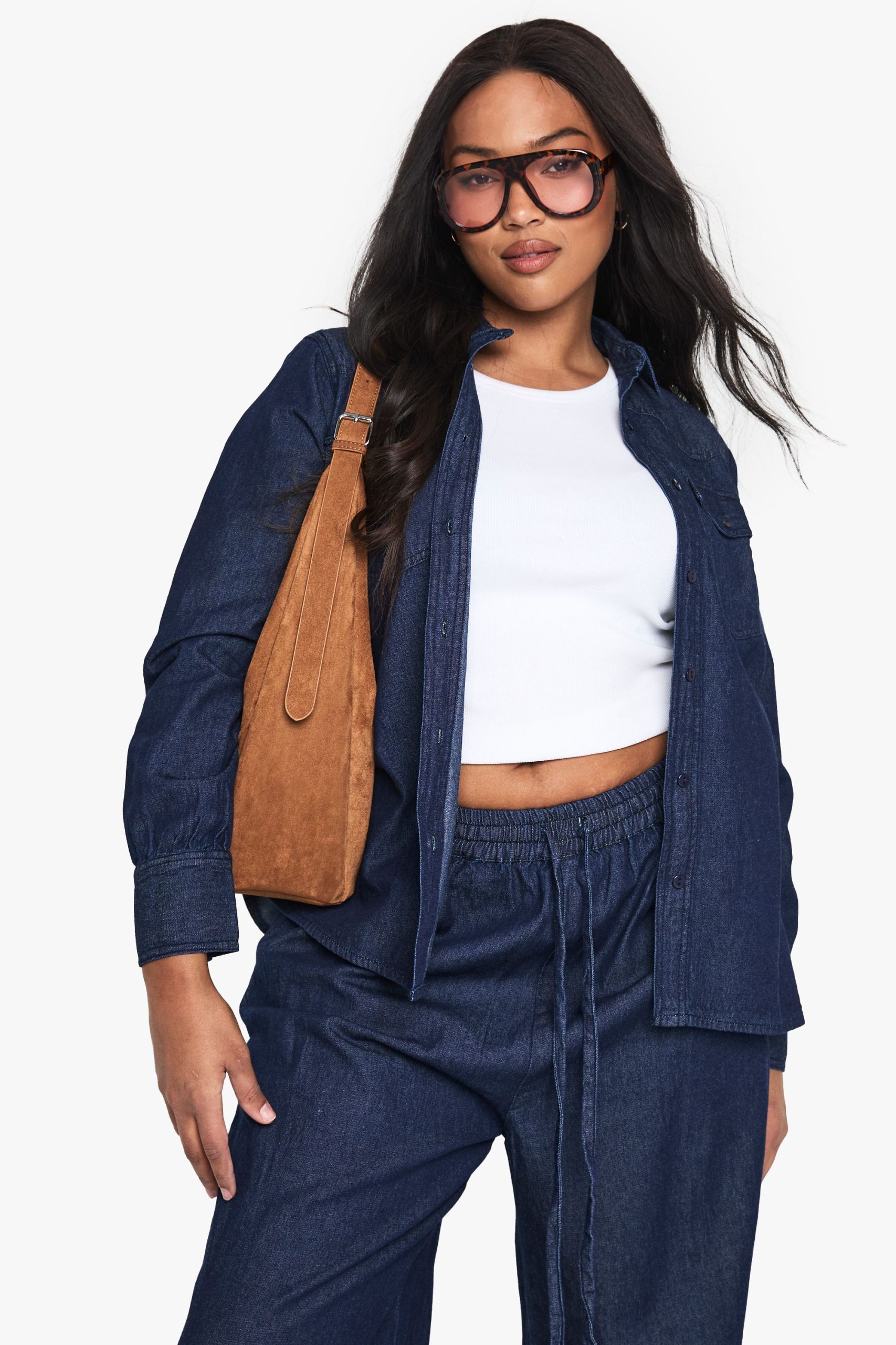 Plus Denim Western Shirt
