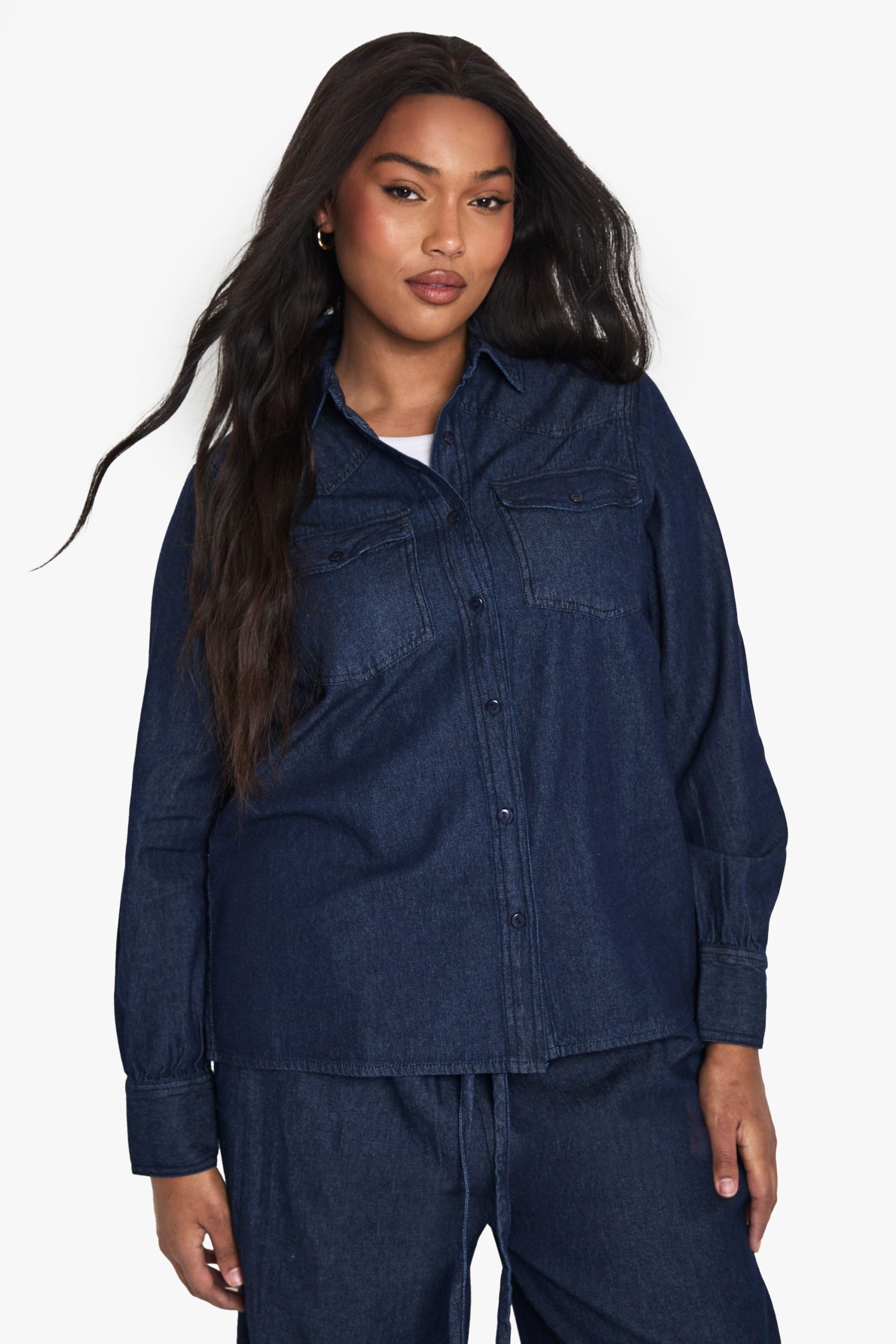 Plus Denim Western Shirt - Image 4