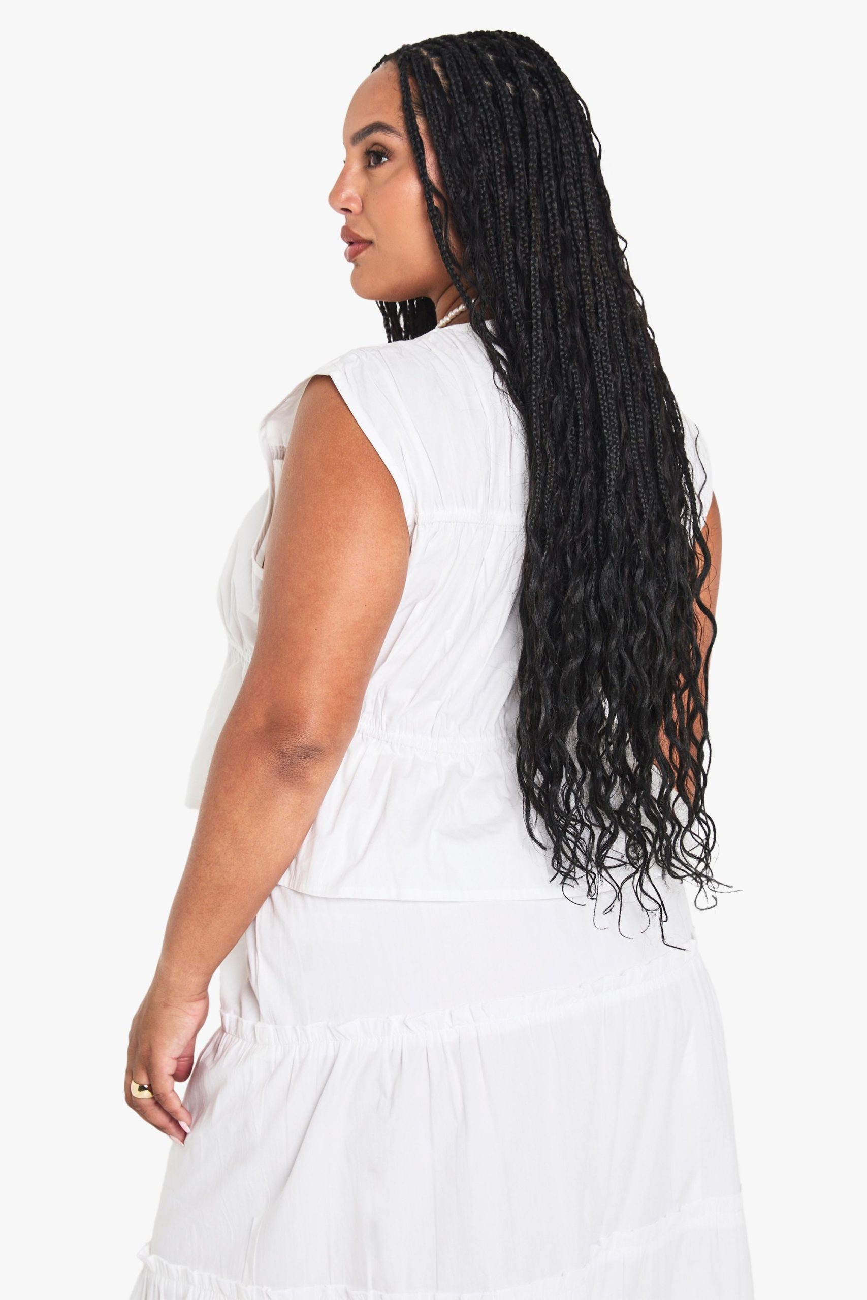 Plus Cotton Tie Front Waistcoat - Image 2