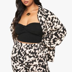 Plus Snake Print Basic Elasticated Waist Short