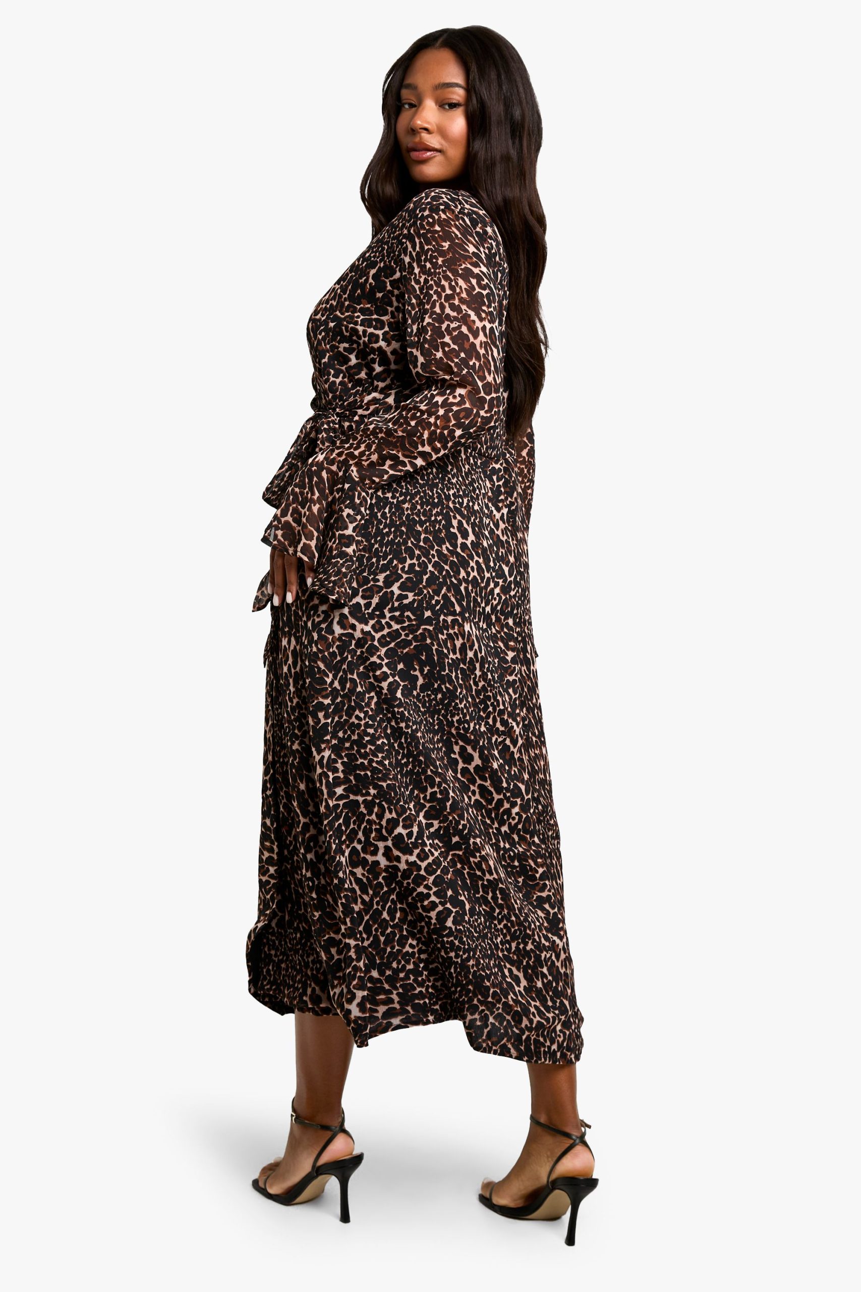 Plus Chiffon Leopard Print Wrap Midaxi Dress - Image 2