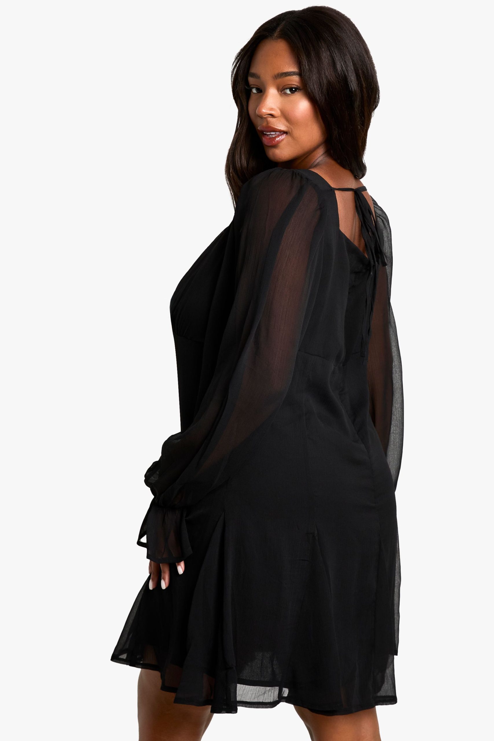 Plus Chiffon Tie Front Shift Dress - Image 2