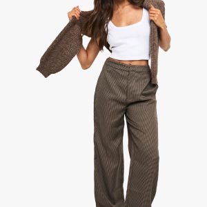 Tonal Check Straight Leg Tailored Trousers