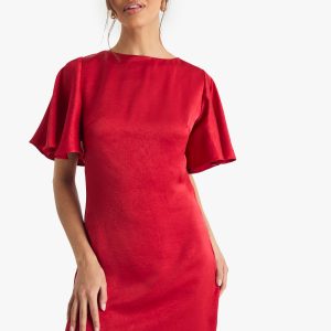 Tie Back Angel Sleeve Mini Dress