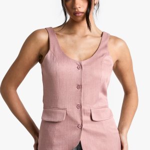 Tailored Asymmetric Woven Waistcoat
