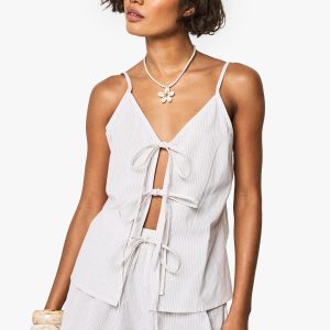 Tall Pinstripe Halter Neck Tie Short Co Ord