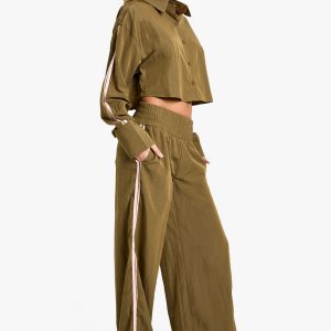 Side Stripe Woven Wide Leg Trousers