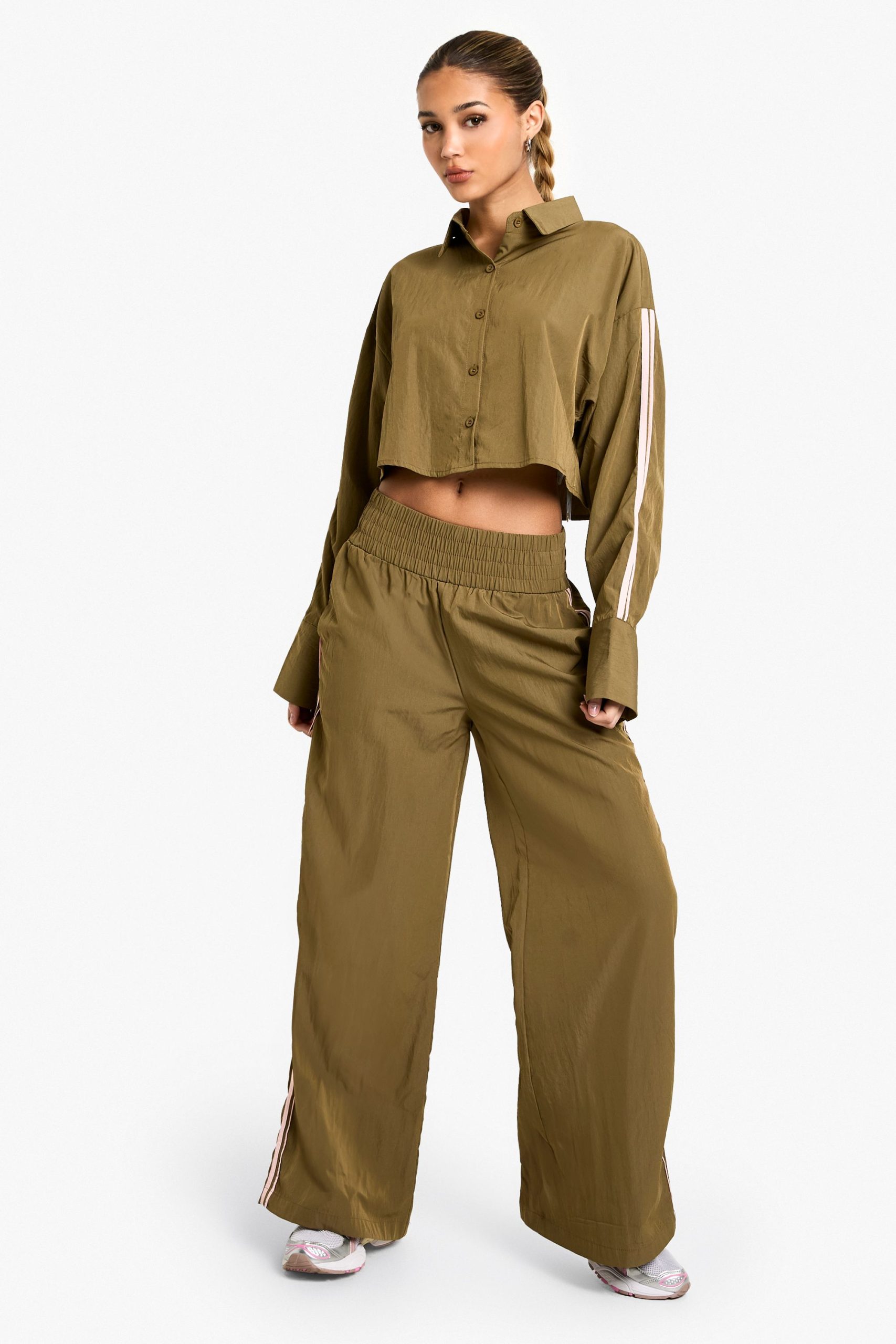 Side Stripe Woven Wide Leg Trousers - Image 3