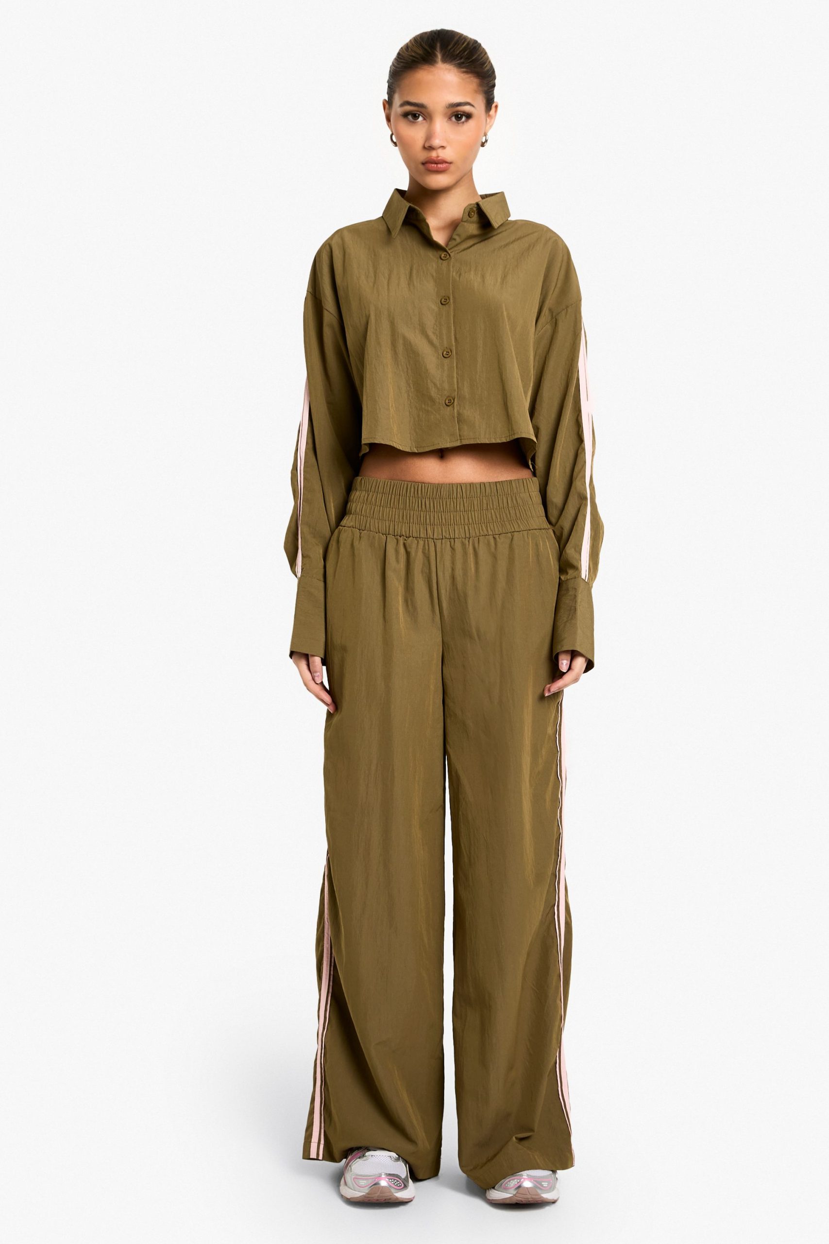 Side Stripe Woven Wide Leg Trousers - Image 5