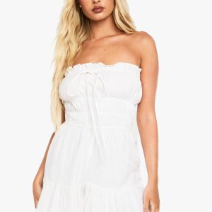 Cotton Blend Shirred Playsuit