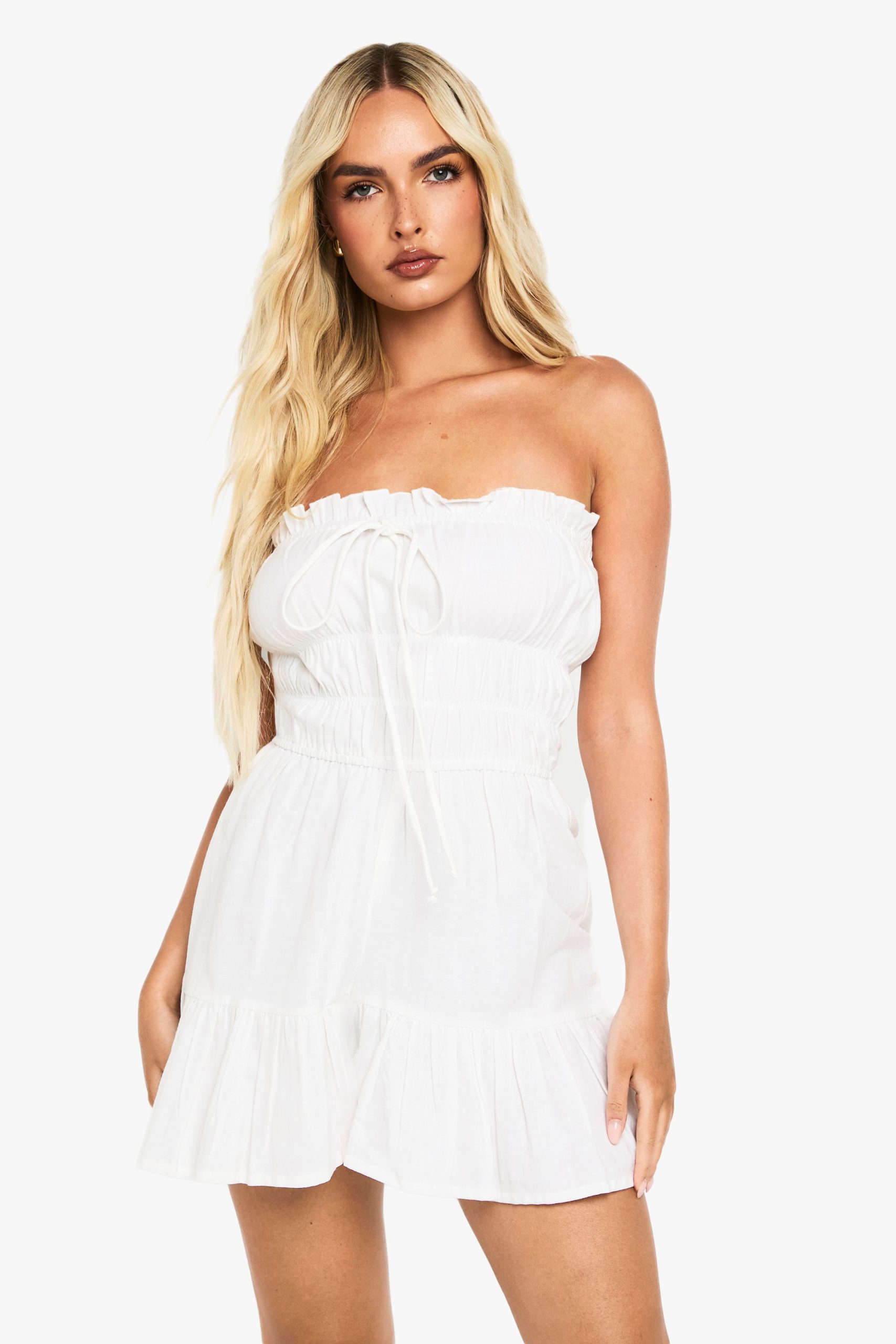 Cotton Blend Shirred Playsuit