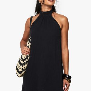 Cheesecloth Halterneck Mini Dress
