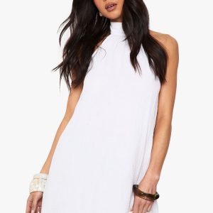 Cheesecloth Halterneck Mini Dress