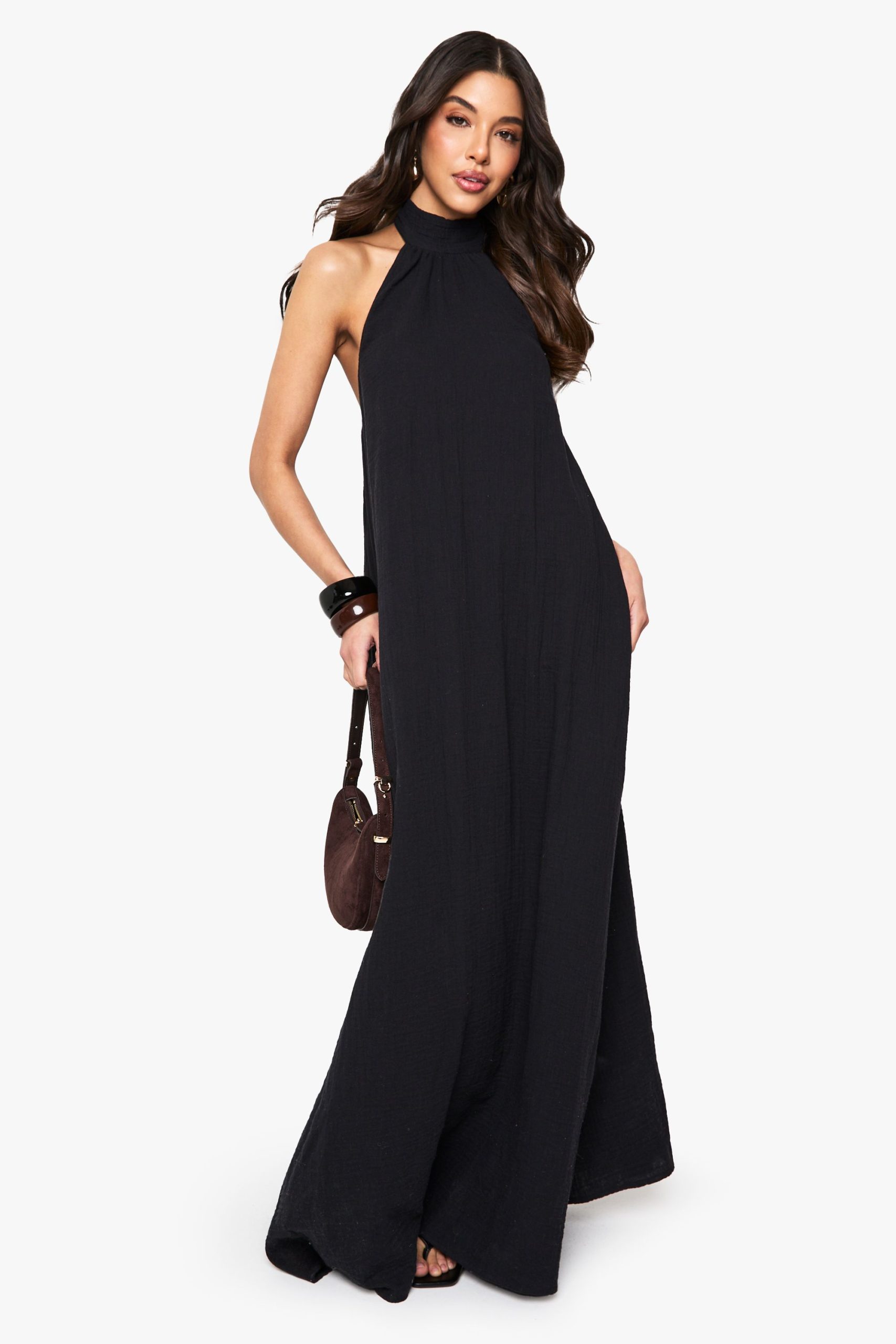 Cheesecloth Halterneck Maxi Dress
