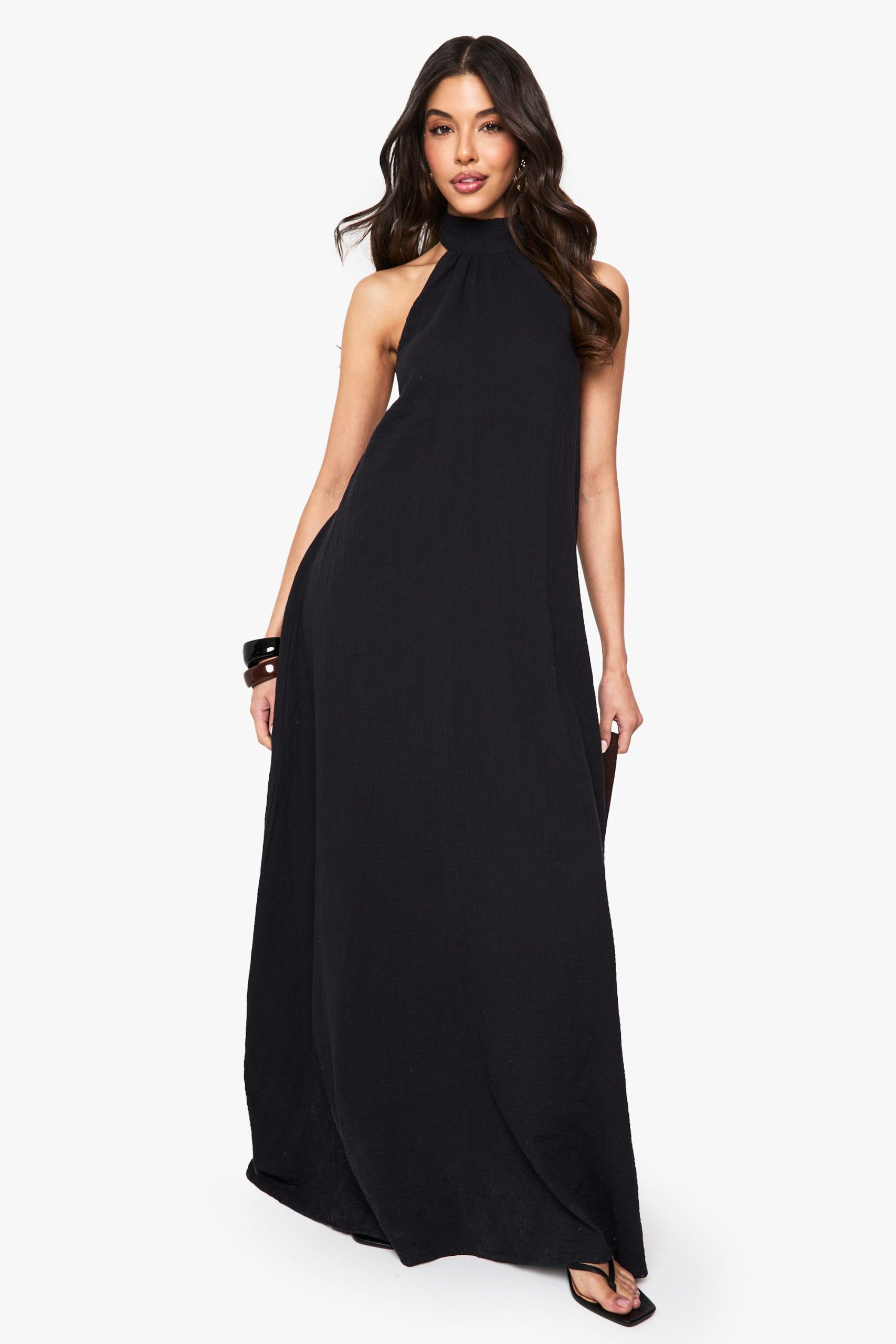 Cheesecloth Halterneck Maxi Dress - Image 3