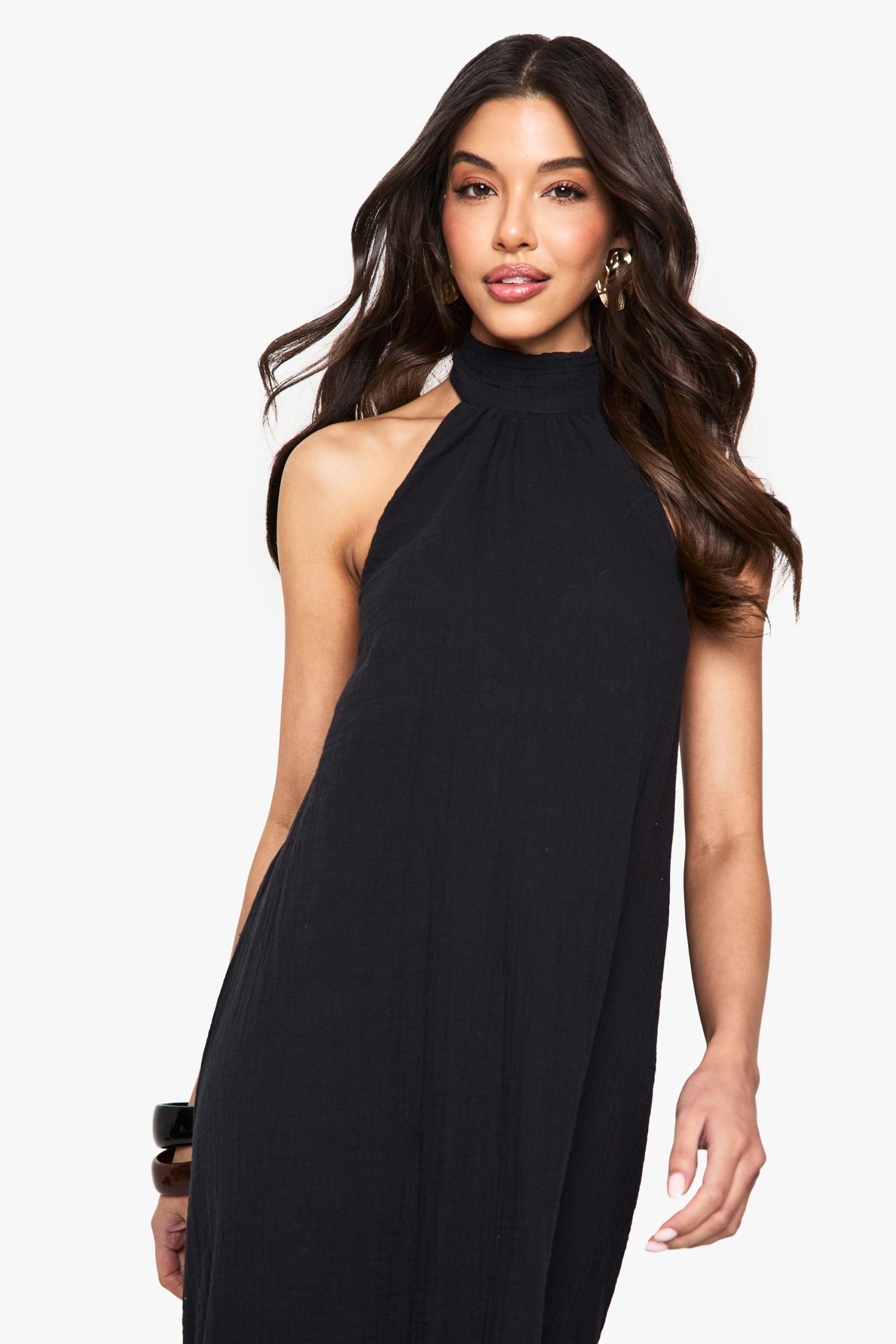 Cheesecloth Halterneck Maxi Dress - Image 4