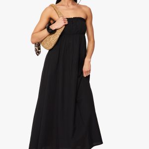 Linen Shirred Bandeau Midaxi Dress