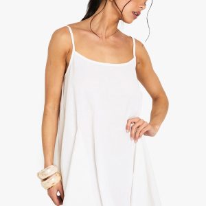 Cotton Godet Hem Swing Mini Dress