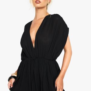 Cheesecloth Plunge Layered Playsuit
