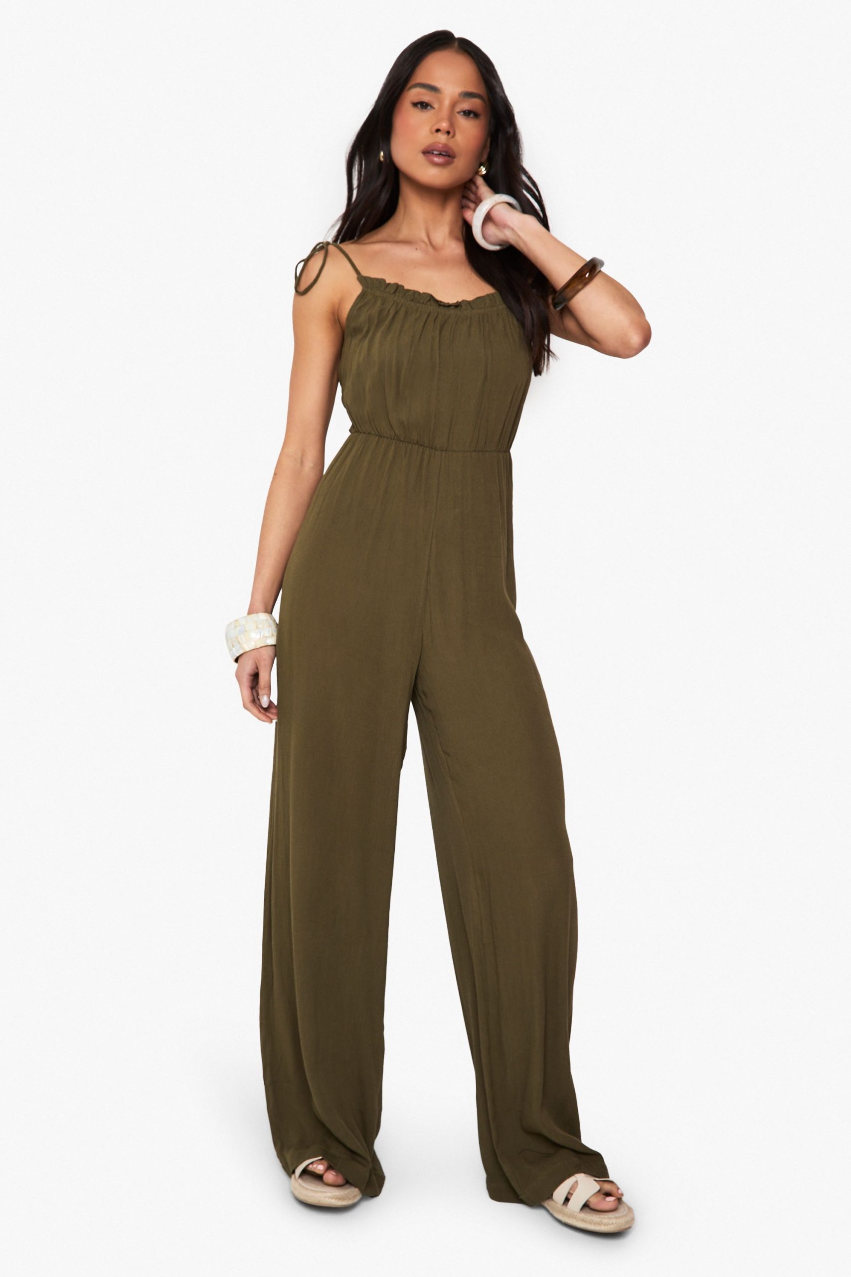 Cheesecloth Shoulder Jumpsuit