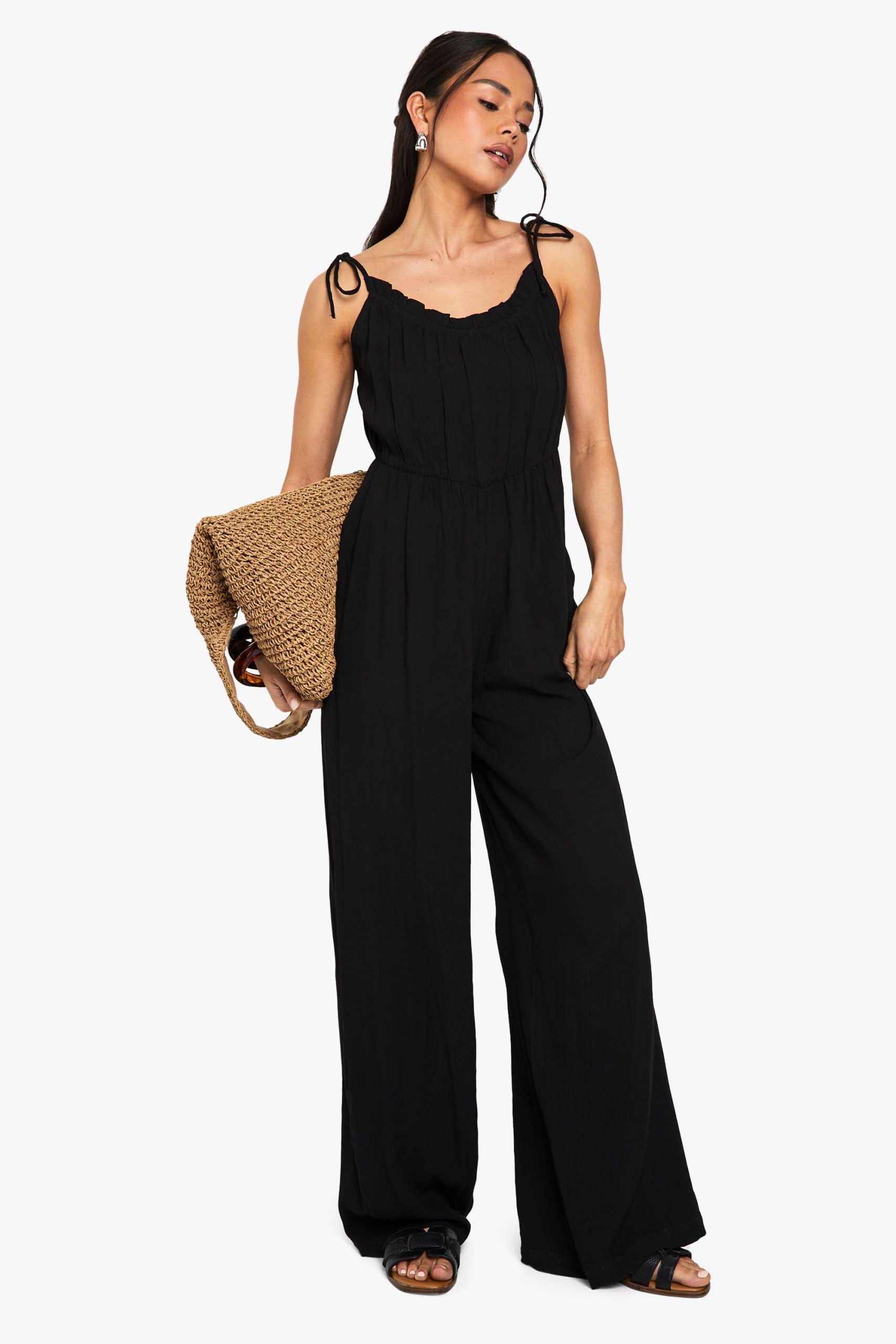 Cheesecloth Shoulder Jumpsuit