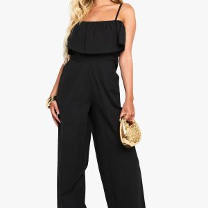 Cotton Blend Frill Jumpsuit