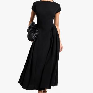 Textured Volume Skirt Midaxi Dress