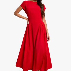 Textured Volume Skirt Midaxi Dress
