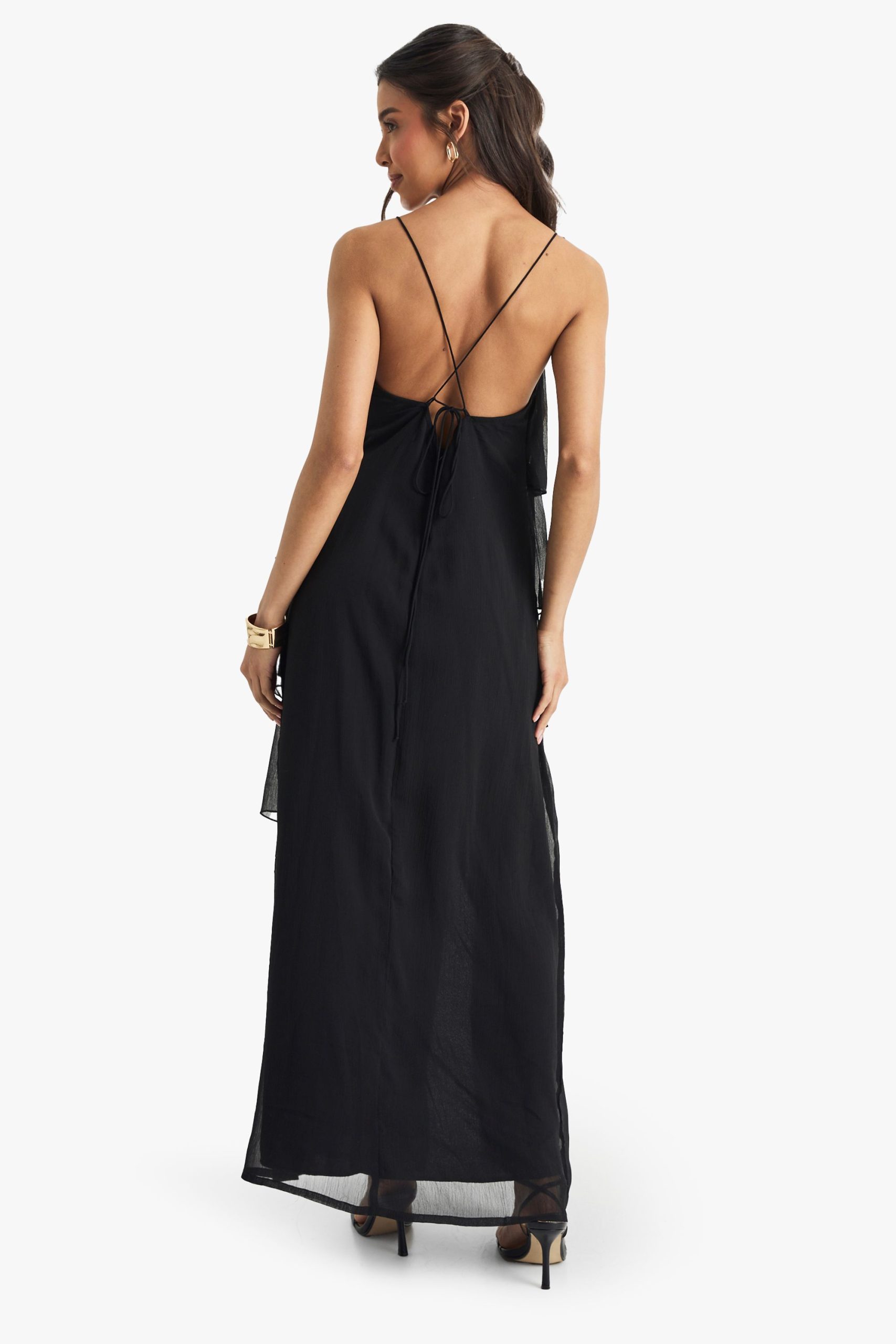 Chiffon Ruffle Cross Back Midaxi Dress - Image 2