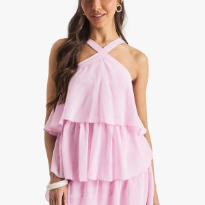 Chiffon Halterneck Layered Mini Dress