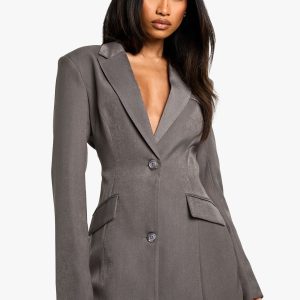 Tailored Structured Cinched Waist Blazer Dress